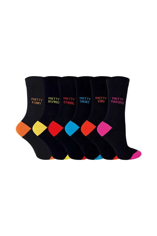 6 Pack Pretty Socks Happy Colourful Kind Funny Socks - Sock Snob