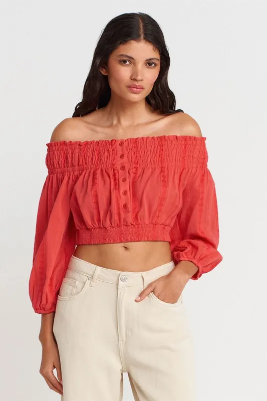 Off-shoulder Crop Blouse