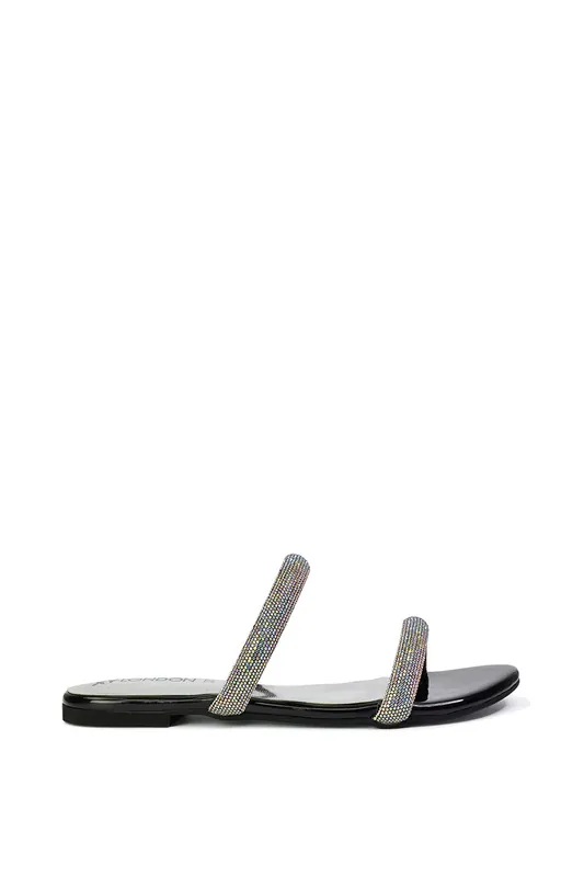 Hope' Slip On Sparkly Bridal Shoes Summer Diamante Flat Sandals - XY London
