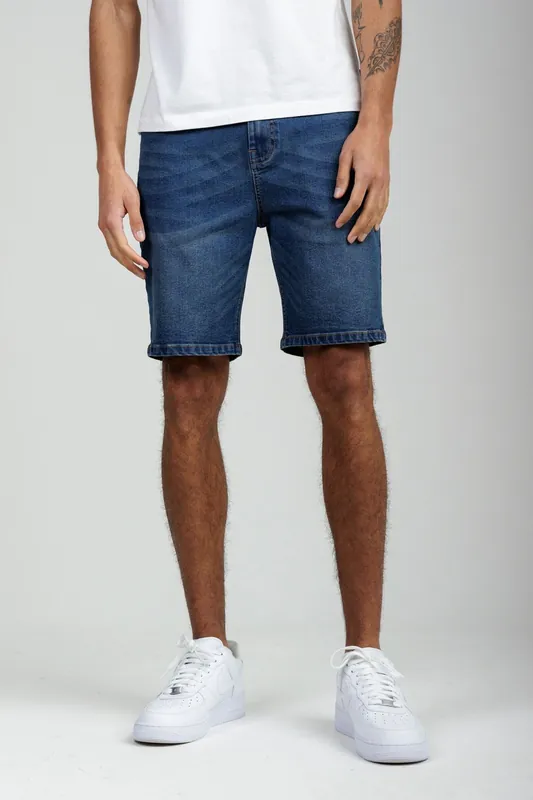 Cotton Blend Regular-Fit Denim Shorts