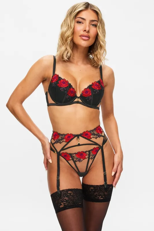 Caged Rose Padded Plunge Bra - Ann Summers