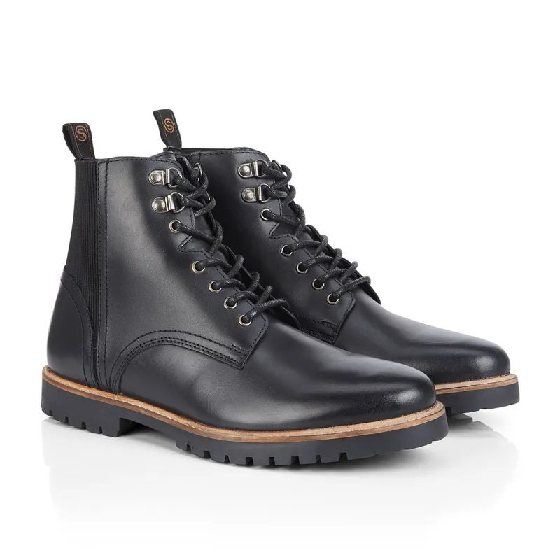 Manchester Premium Leather Mens Lace Up Boots - Silver Street London