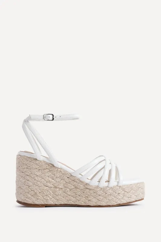 Moment White Faux Leather Wedge Sandals - Linzi