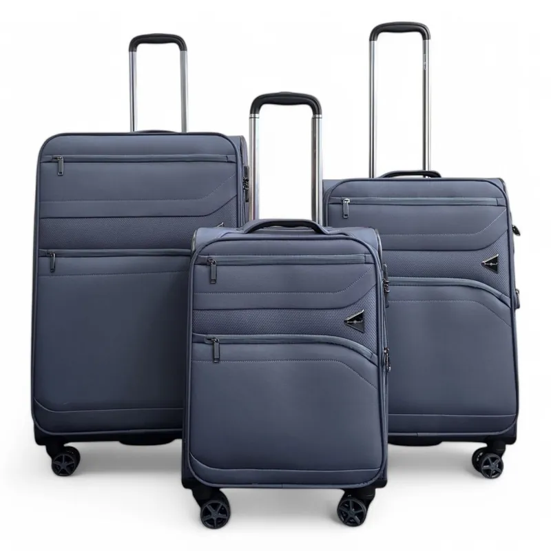 Lightweight Soft Dual 4 Wheel Cabin Luggage Suitcase - Infinity Leather