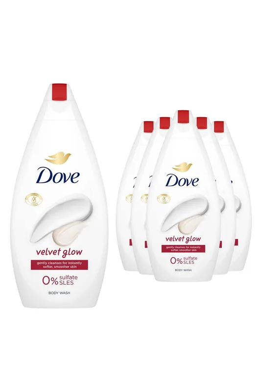 Velvet Glow 'Body Wash' 0% Sulfate SLES, 450ml, 6pk - Dove
