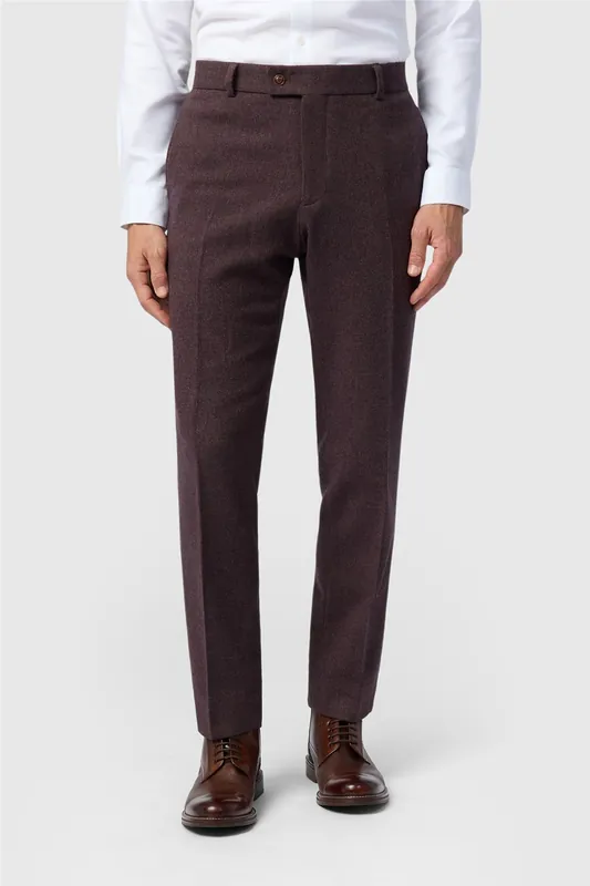 Flat Fronted Slim Fit Suit Trousers - Antique Rogue