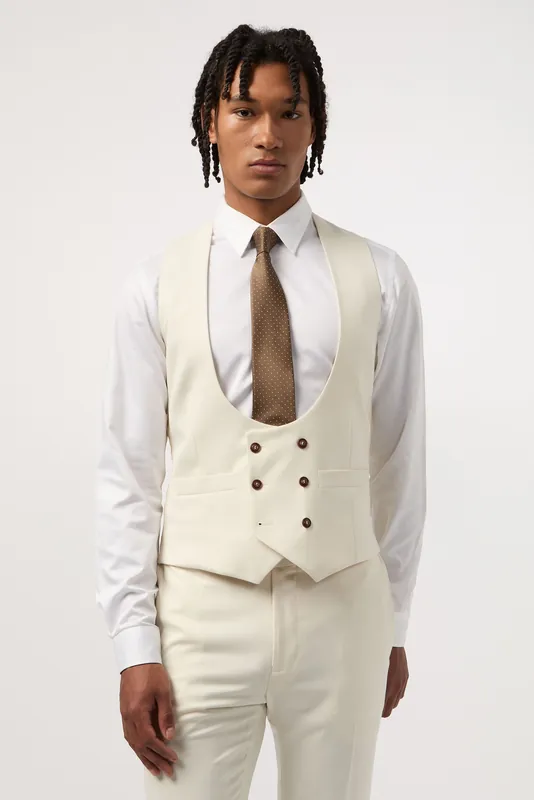 Blake Ivory Slim Fit Waistcoat - Antique Rogue