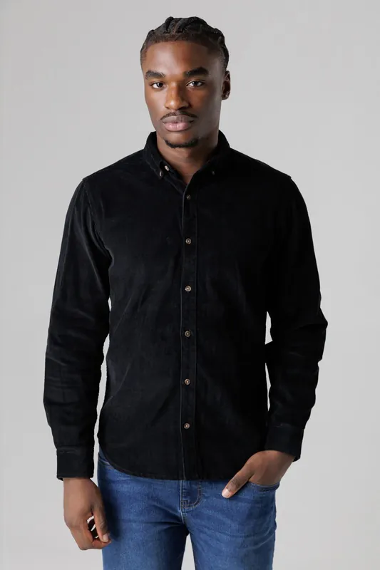 Cotton Long Sleeve Corduroy Button-up Shirt