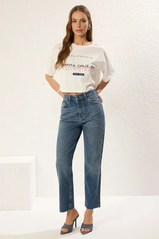 High Waist Straight Leg Jeans - WOVCOR