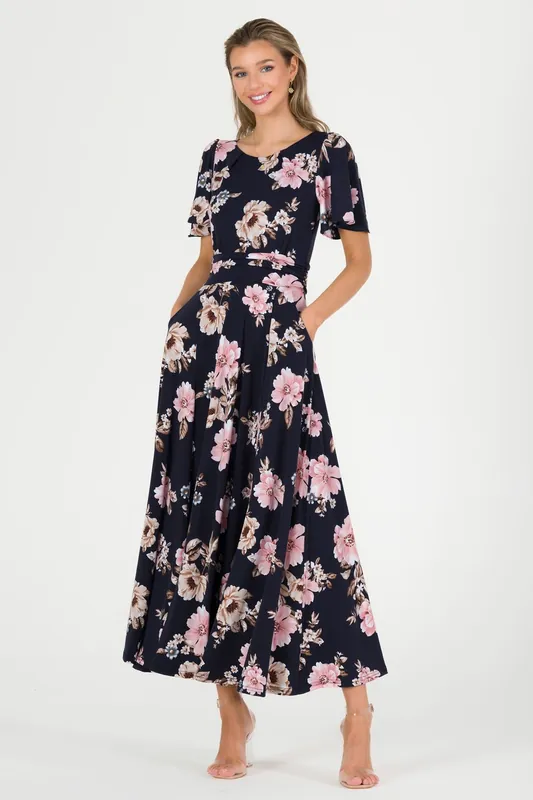 Hailey Jersey Angel Sleeve Maxi Dress - Jolie Moi