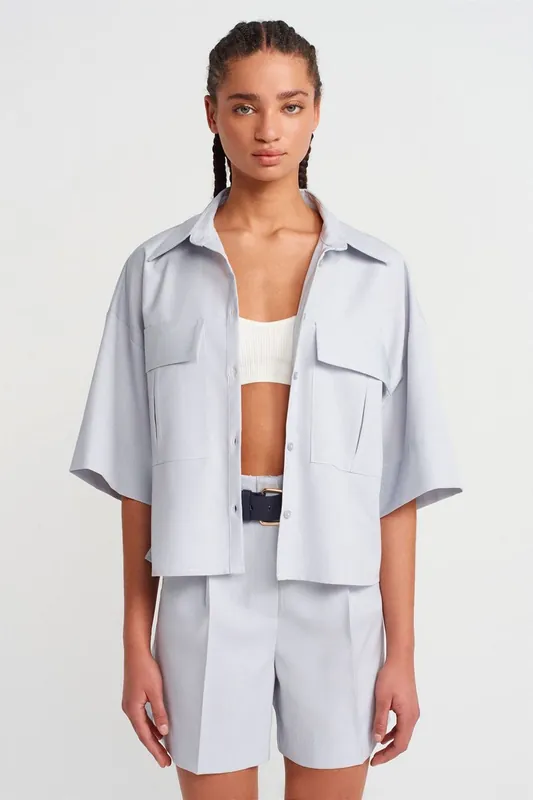 Oversized Crop Crepe Overshirt - Dilvin