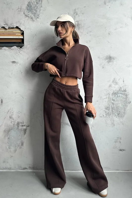 Two-Piece Wide-Leg Knitted Coord