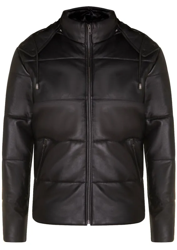 Puffer Leather Bomber Jacket-Augsburg