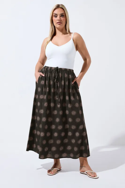 Sun Print Linen Maxi Skirt - Yours