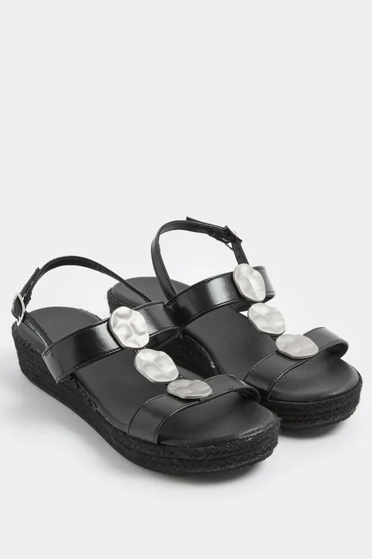 Hammered Disk Wedge Sandals In Wide E Fit - Yours