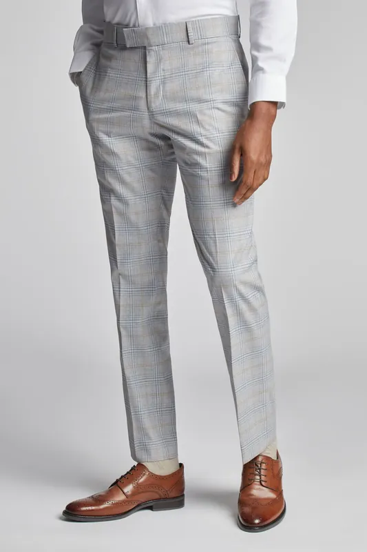 Agate Taupe Blue Check Trousers - Antique Rogue