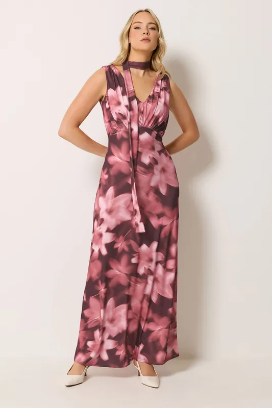 Tall Floral Scarf Detail Maxi Dress - Long Tall Sally