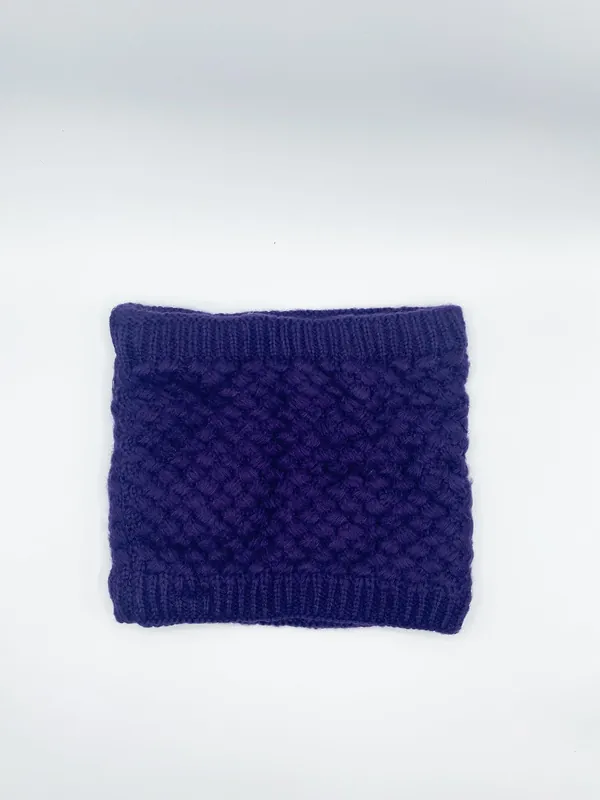 Fleece Lined Textured Neck Warmer in Blue - SVNX