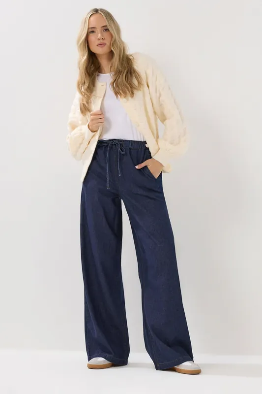 Tall Tie Waist Wide Leg Jeans - Long Tall Sally