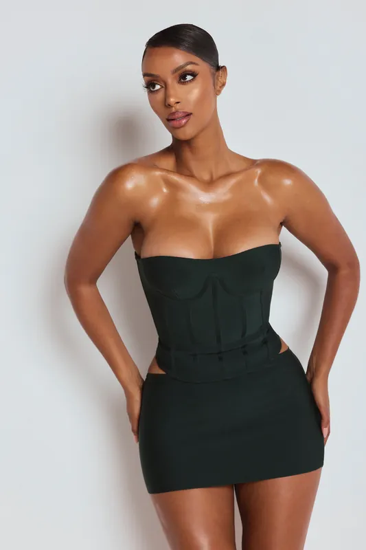 The Inara Bandage Corset Top Deep Green - LEMONLUNAR