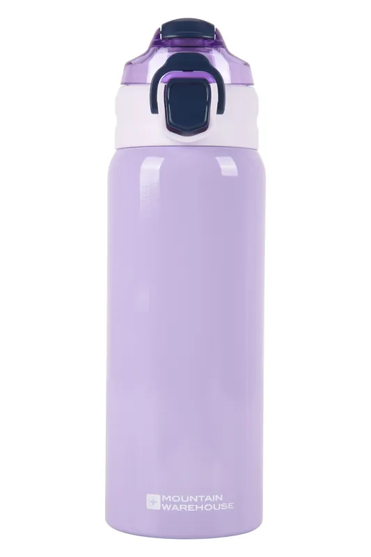 Insulated Double Walled Stainless Steel Push Lid Water Bottle 600ml - Mountain Warehouse