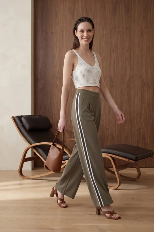 High-Waist Pleated Wide-Leg Trousers