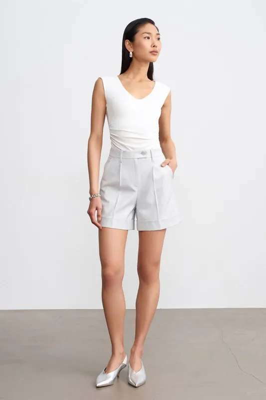 High-Waist Tailored Woven Shorts