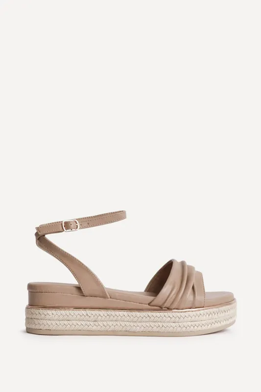 Dazed Mocha Faux Leather Flatform Sandals - Linzi