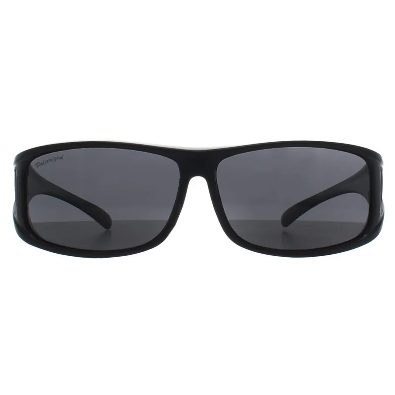 Rectangle Matte Black Smoke Polarized FO5 Fit Over Glasses Sunglasses - montana