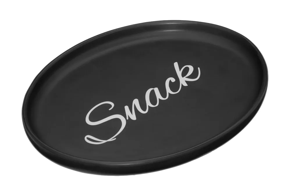 Matte Black Oval Snack Plate, Chic Design Snack Plate For Kids Parties, Durable Serving Snack Plate - Orsina