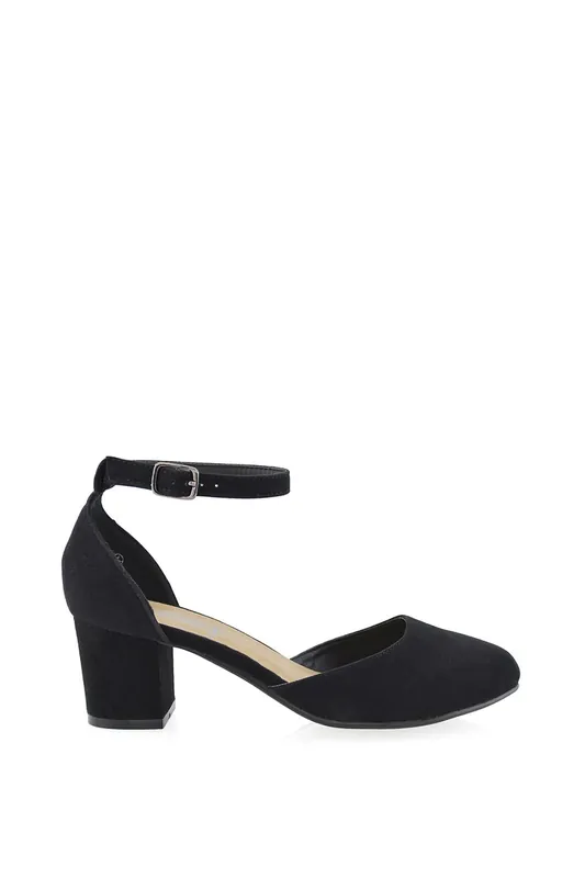 Billie-May' Chunky Strappy Mid Block High Heels Court Shoes