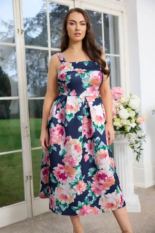 Floral Midi Skater Dress - Yours