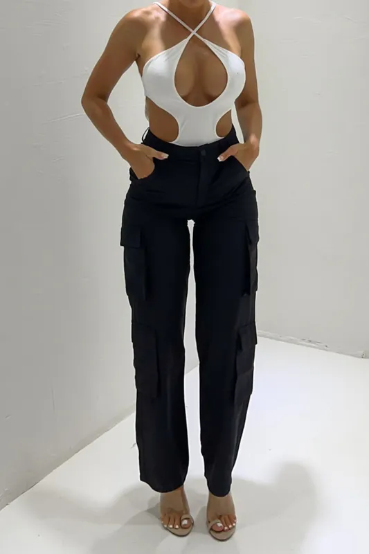 Strappy Halter Neck Cut Out Bodysuit - Alya