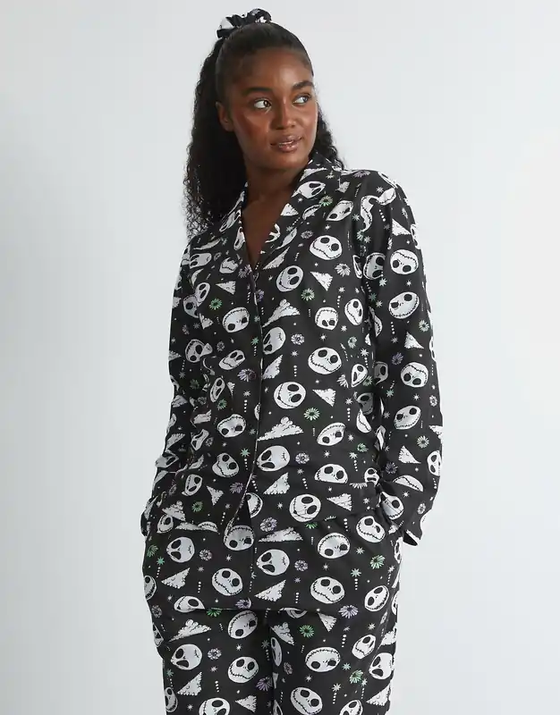 Nightmare Before Christmas Jack Skellington Pyjama Set in Black - SKINNYDIP