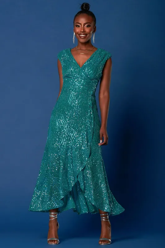 Sequin High Low Hem Maxi Dress - Jolie Moi