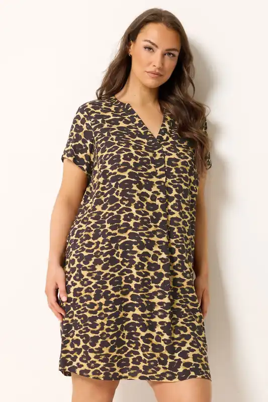 Leopard Pleat Front Dress - Yours