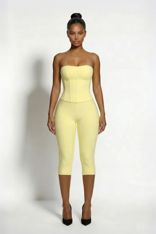 The Yasmin Bandage Capri Pants - Yellow