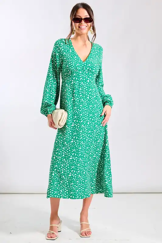 Green Spot Empire Waist Midi Dress - Needs No Label