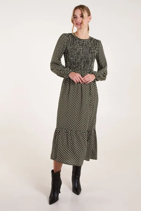 Shirred Front Midi Dress - Blue Vanilla