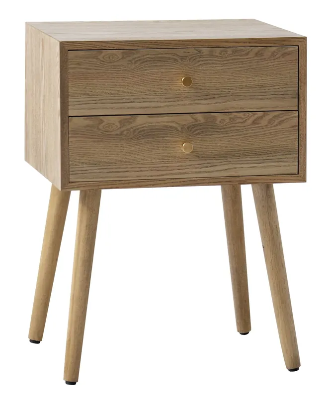 Bedside Table 2 Drawers Natural Wood - Nordlys