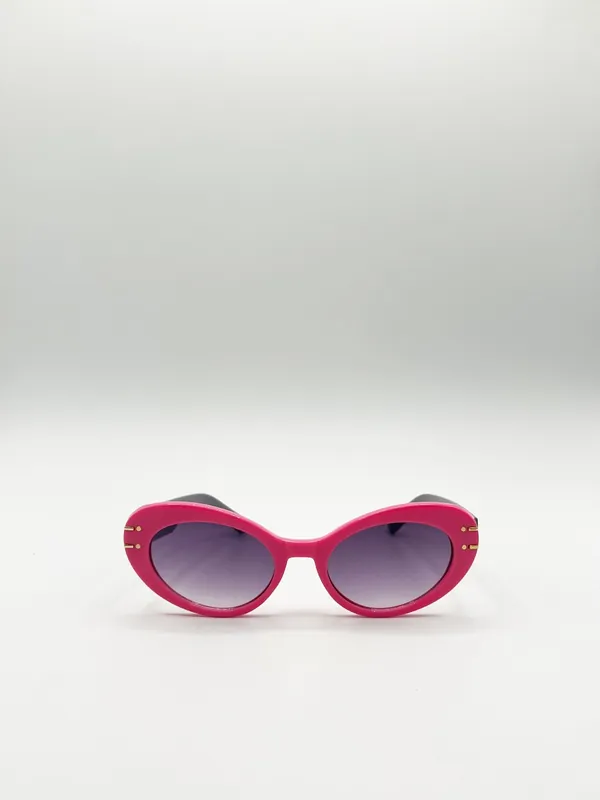 Oval Cat-Eye Sunglasses in Hot Pink
