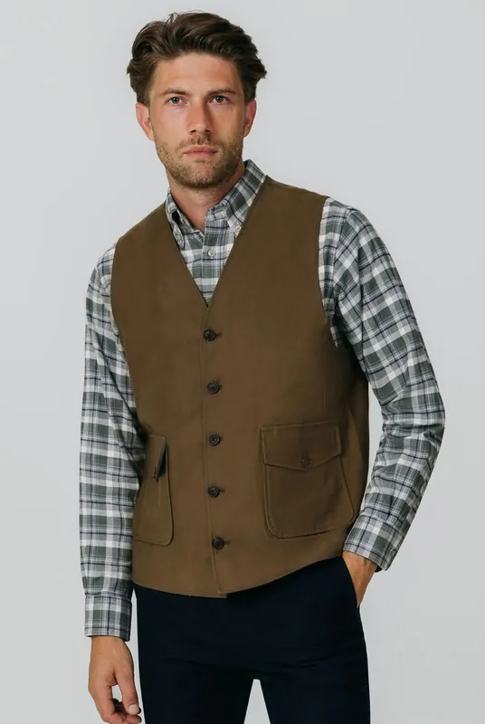 Taupe Moleskin Waistcoat - Dobell
