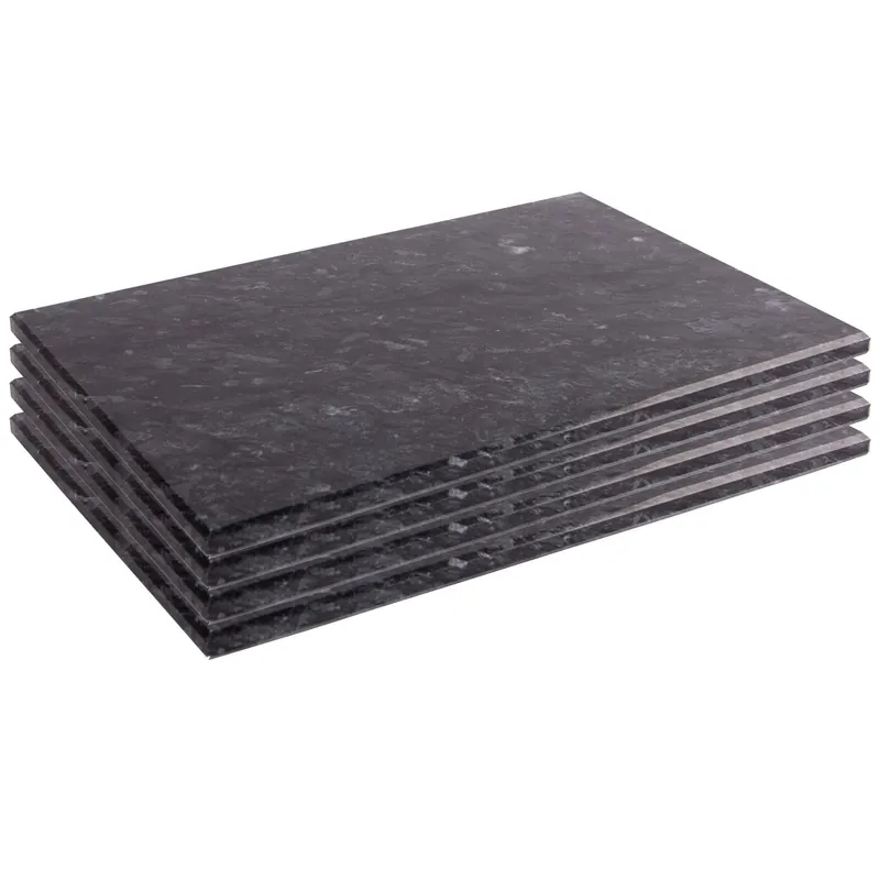 Marble Rectangle Placemats 30cm x 20cm Black Pack of 4 - Argon Tableware