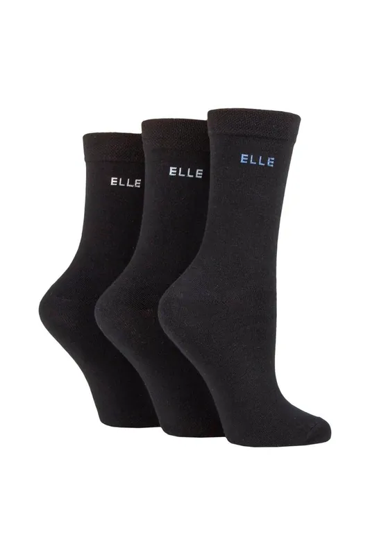 3 Pair Plain, Striped and Patterned Cotton Socks with Hand Linked Toes - ELLE