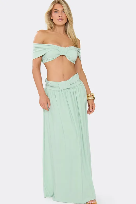 Knotted Tie Maxi Skirt - EGO