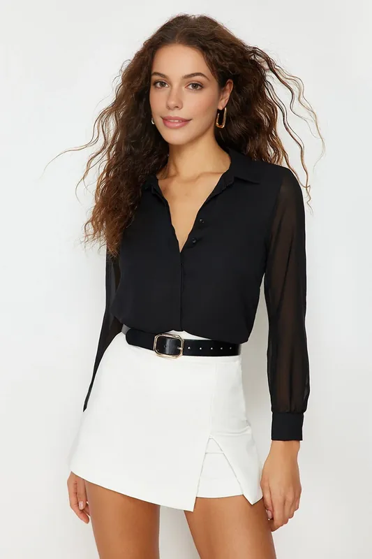 Woven Shirt With Transparent Sleeves - WOVCOR