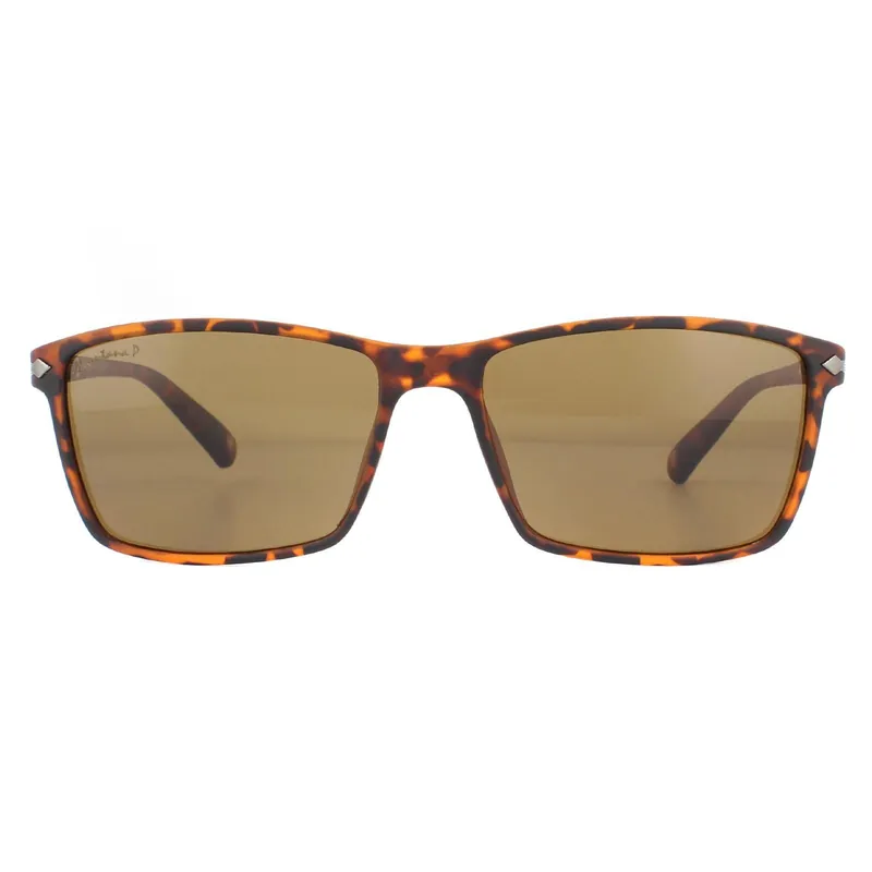 Rectangle Brown Turtle Rubbertouch Brown Polarized Sunglasses - montana