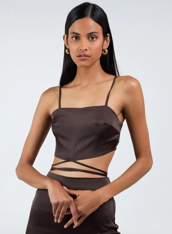 Silky Tie Wrap Cami Top - Blue Vanilla