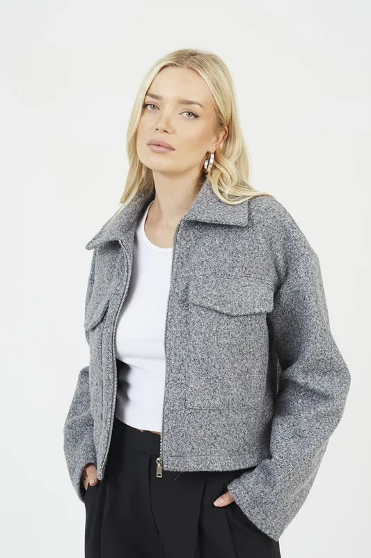 Boucle Faux Wool Jacket - Brave Soul