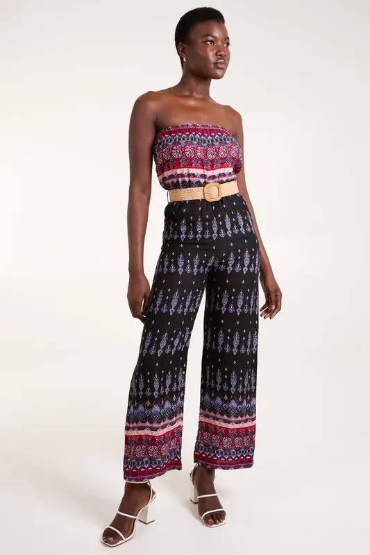 Belted Bandeau Jumpsuit - Blue Vanilla
